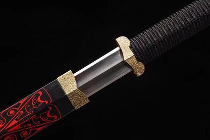 Han jian Sword-Forged Damascus Steel Blade-Brass Fittings,Collectible Gift