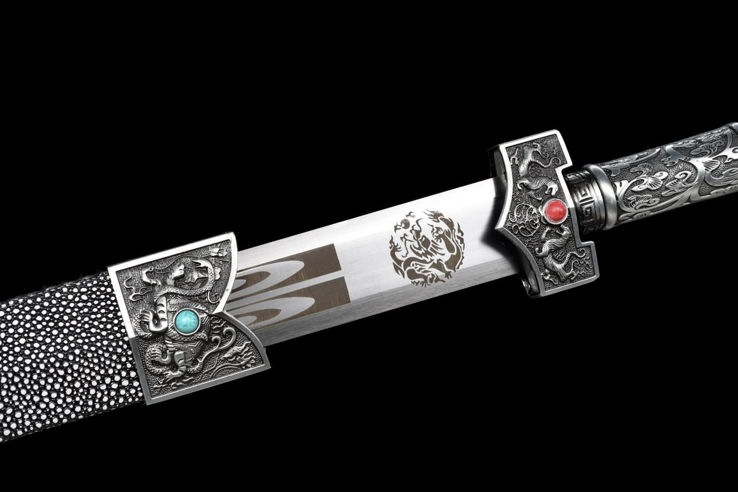 Han jian Swords Real,Forged Blade,Artificial Pearl Skin Scabbard,Alloy Handle