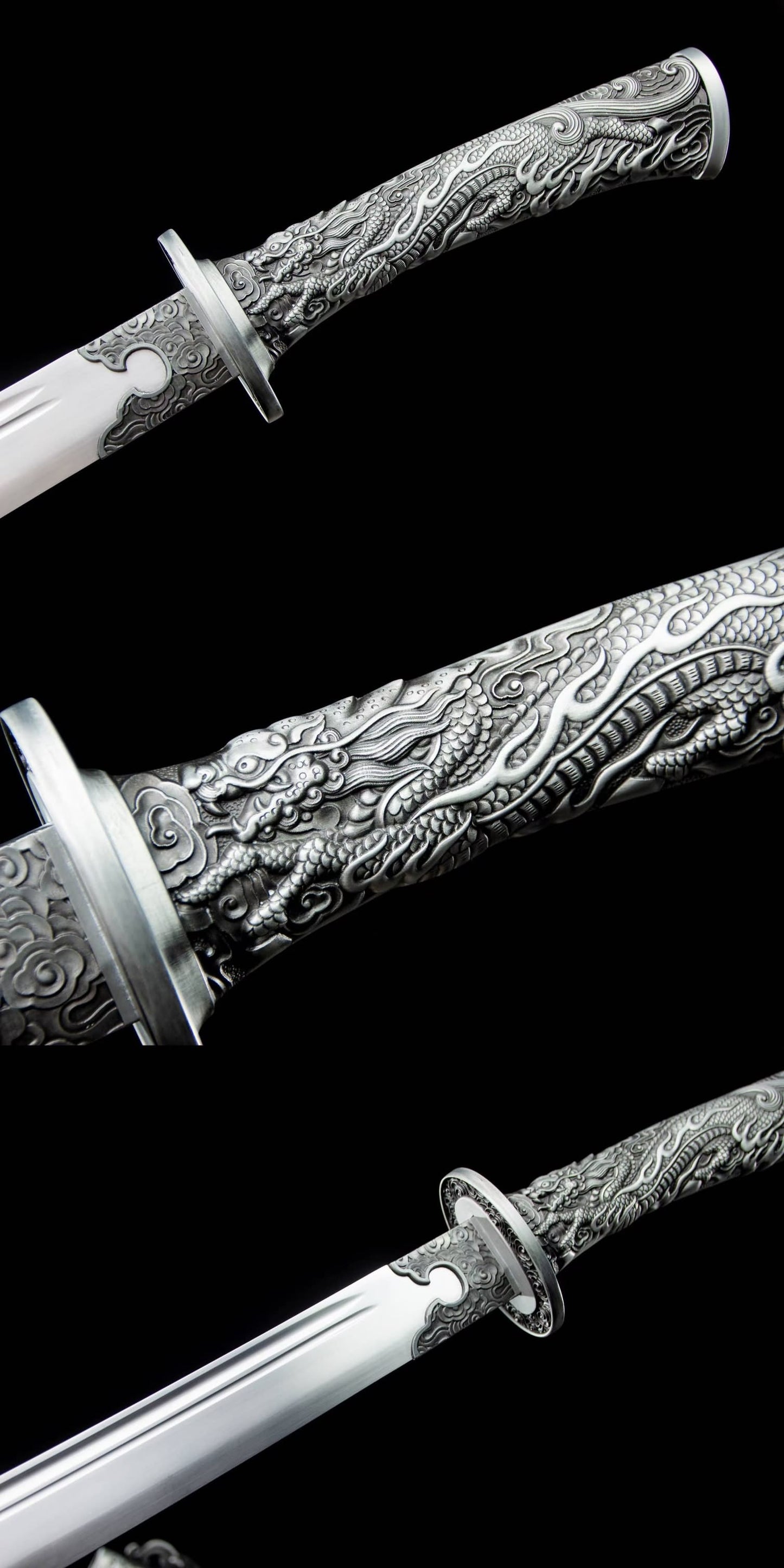 Qing dao Dynasty Army sword,Forged Blade with Alloy Fittings and Faux Leather Scabbard