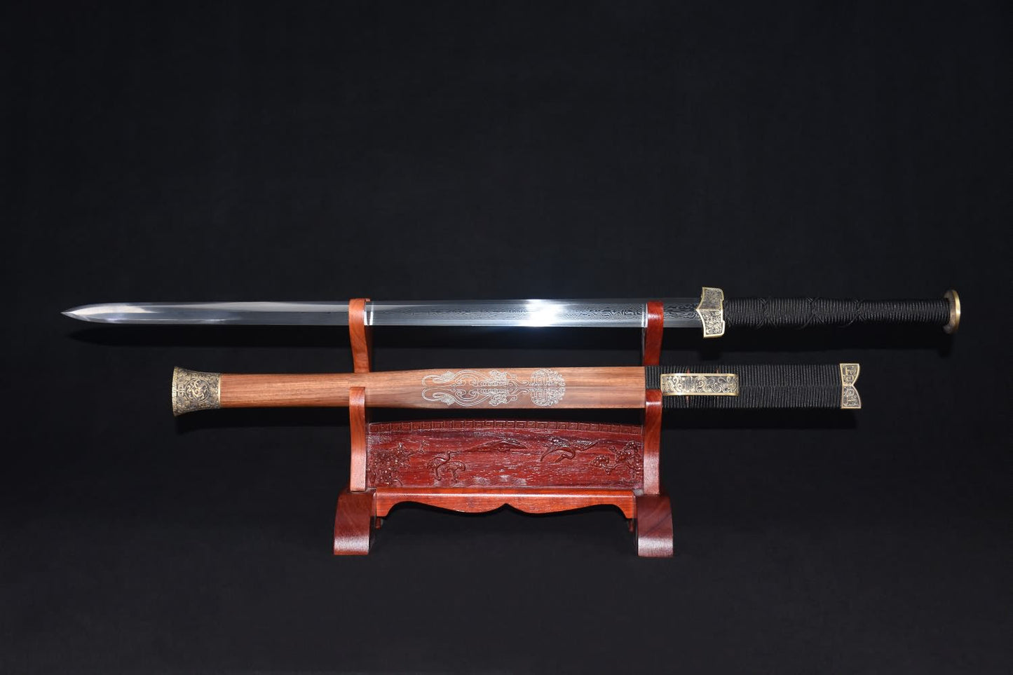 Han jian sword,Damascus steel blade,Brass fittings