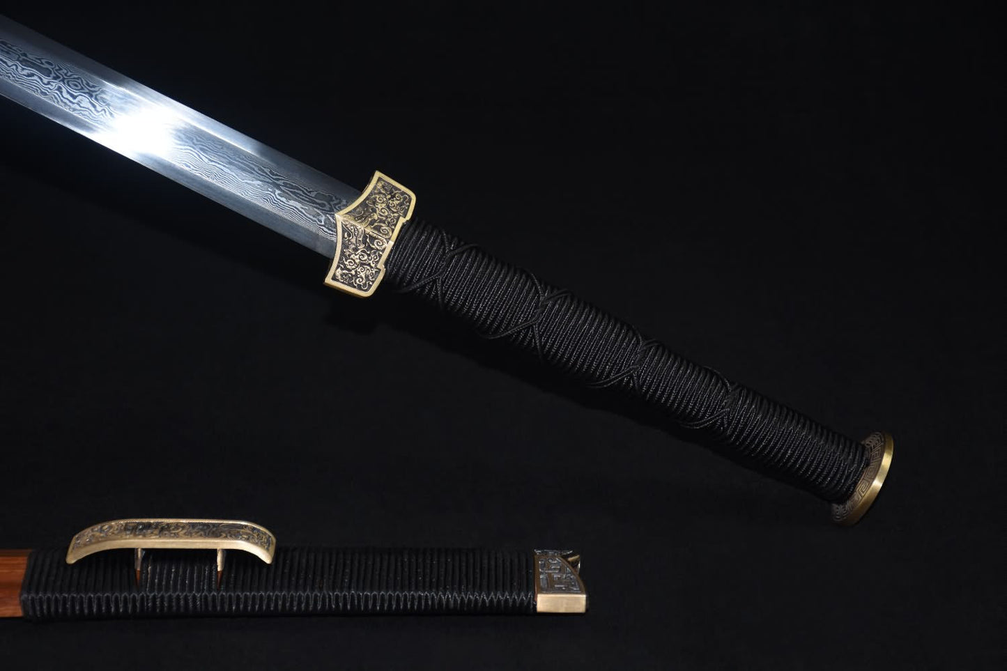 Han jian sword,Damascus steel blade,Brass fittings