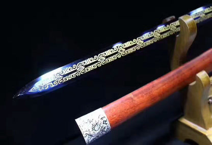 Han jian(High carbon steel blue blade,Redwood scabbard,Alloy)Length 41"