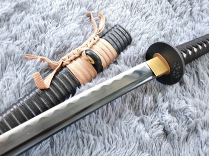 Katana/Hand Forged/carbon steel blade/Wood/Oriental cherry Tusba/Heat Tempered