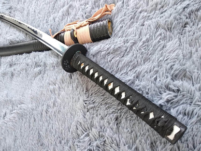 Katana/Hand Forged/carbon steel blade/Wood/Oriental cherry Tusba/Heat Tempered