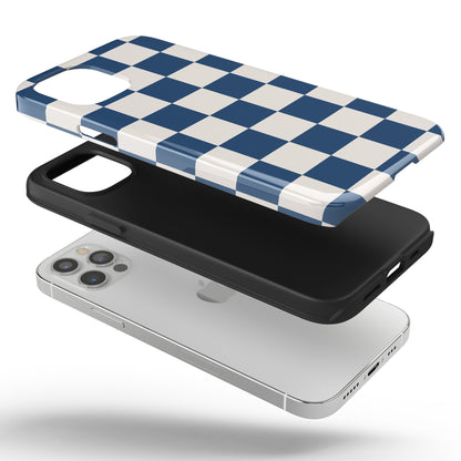 Navy & Beige Checkered iPhone Case