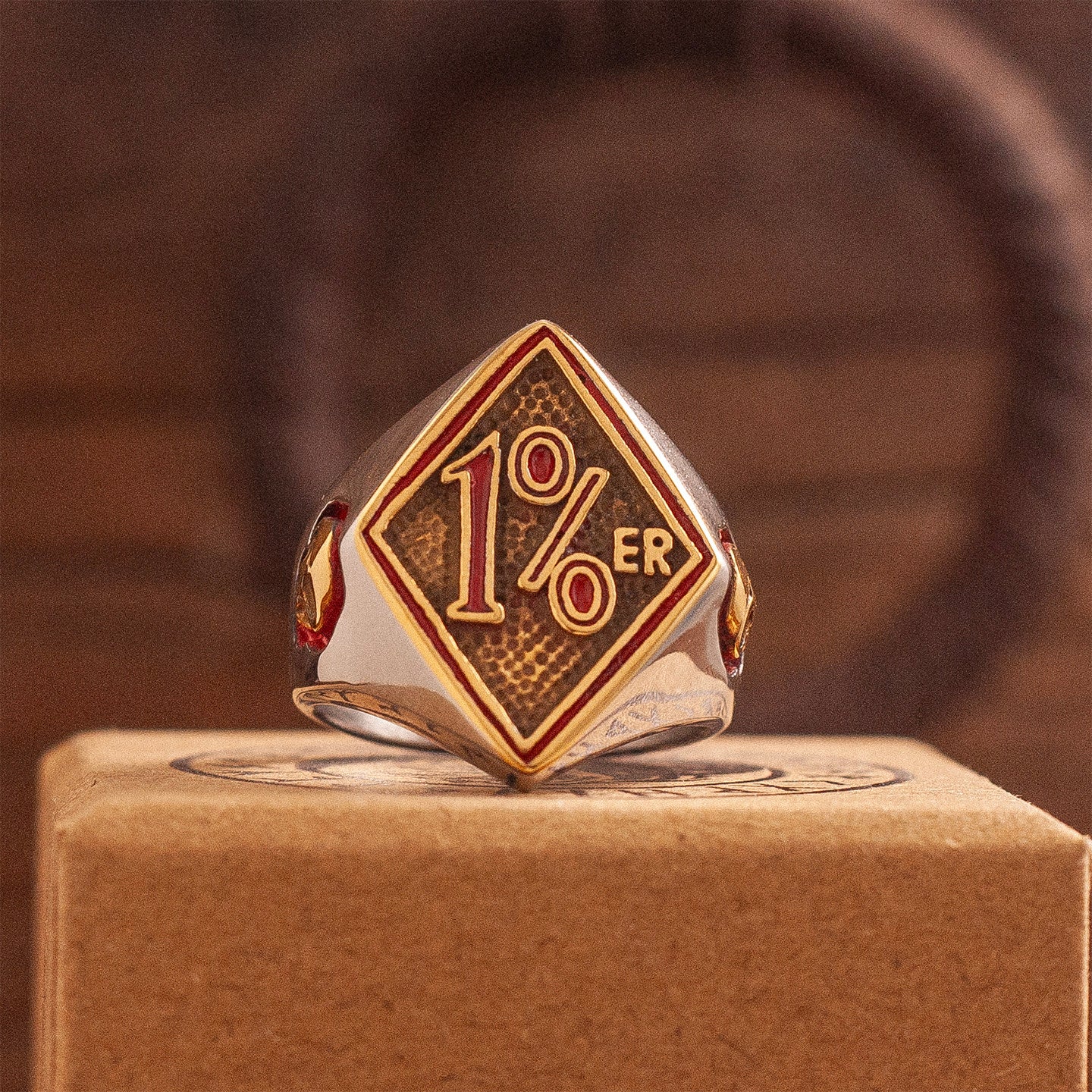 1%ER Hardcore Biker Diamond Signet Ring