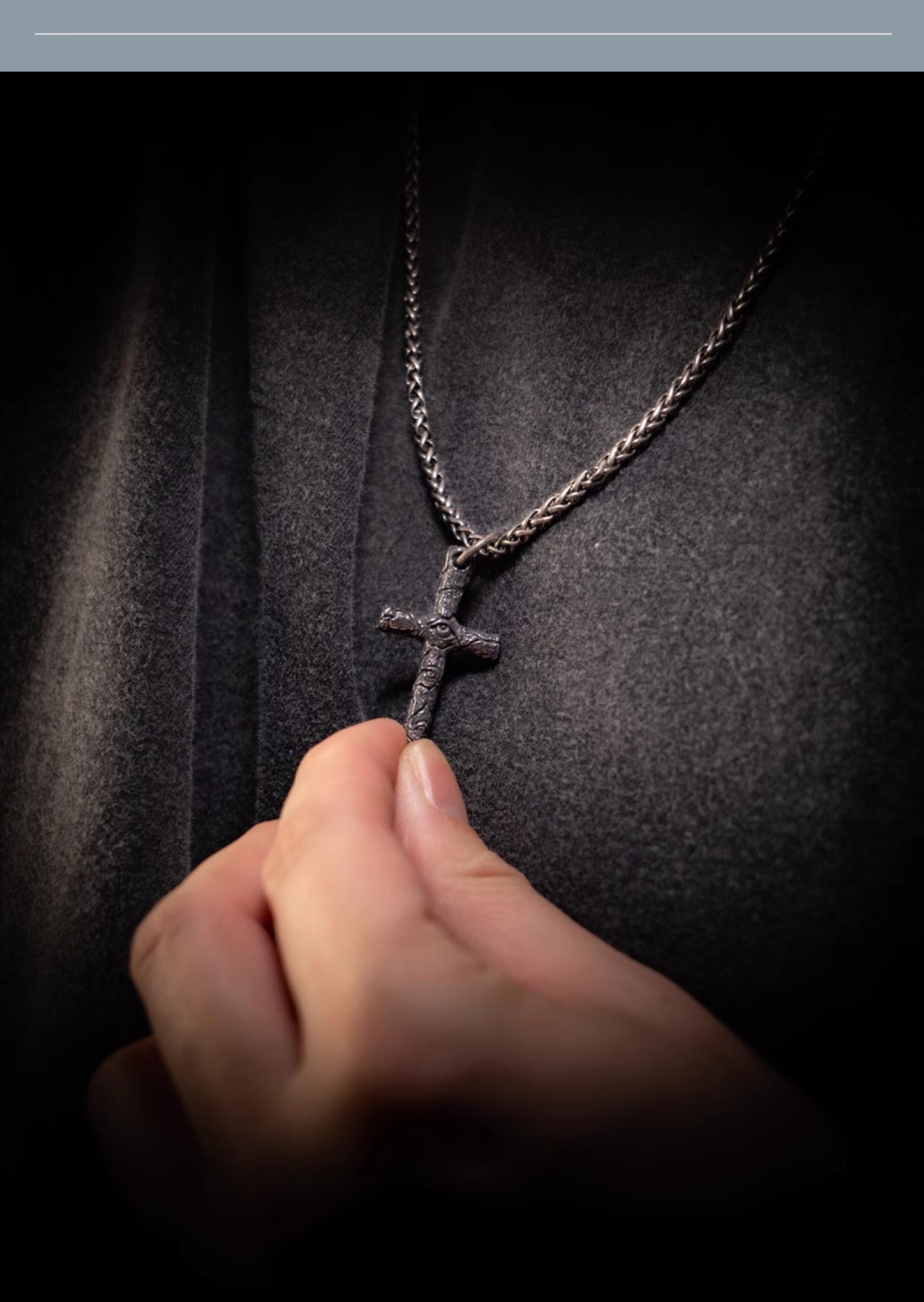“Arcane Demon Eye Cross” | Dark Gothic Aged Cross Pendant Necklace