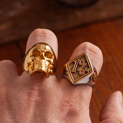 1%ER Hardcore Biker Diamond Signet Ring
