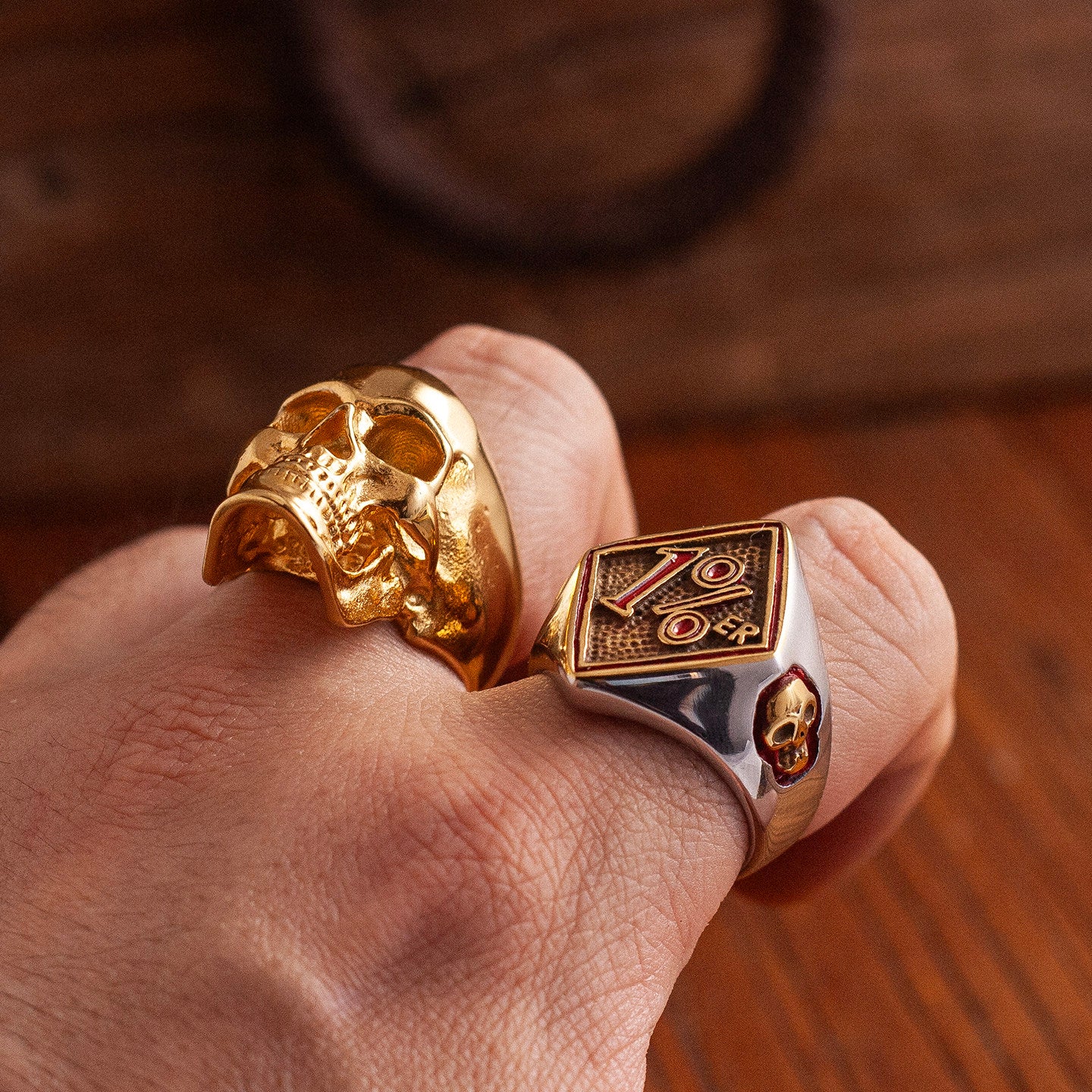 1%ER Hardcore Biker Diamond Signet Ring