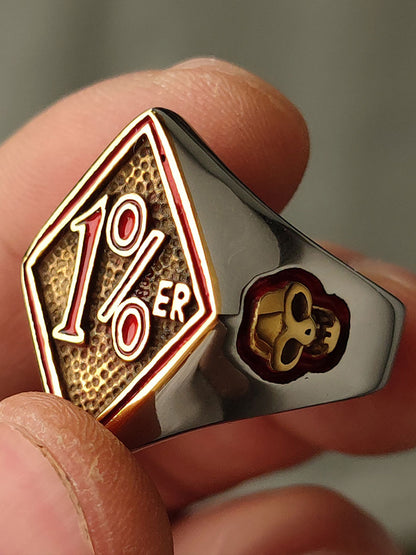 1%ER Hardcore Biker Diamond Signet Ring