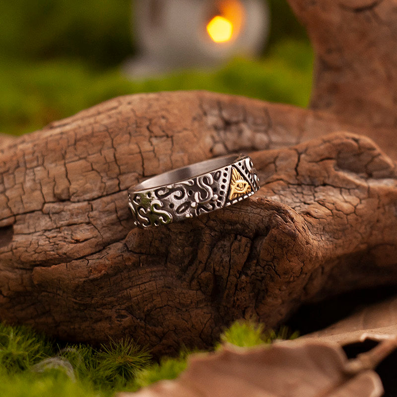 “Supernatural Perspective” | American Retro All-Seeing Eye Gold-Accent Ring