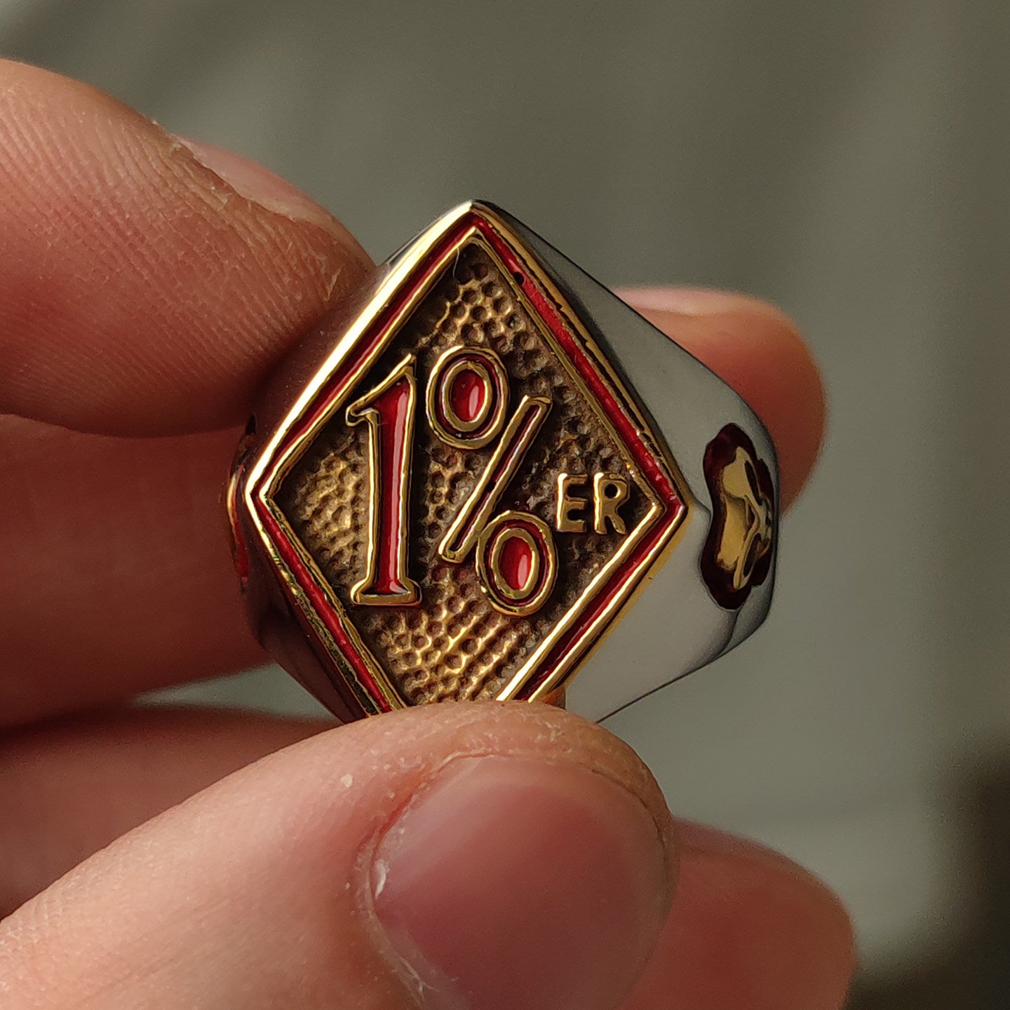 1%ER Hardcore Biker Diamond Signet Ring