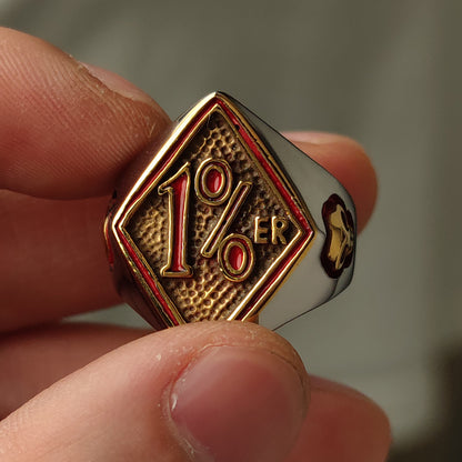 1%ER Hardcore Biker Diamond Signet Ring