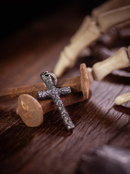 “Arcane Demon Eye Cross” | Dark Gothic Aged Cross Pendant Necklace