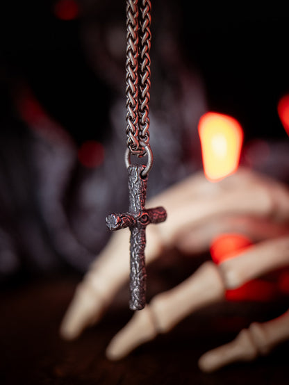“Arcane Demon Eye Cross” | Dark Gothic Aged Cross Pendant Necklace