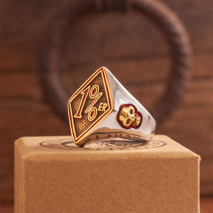 1%ER Hardcore Biker Diamond Signet Ring