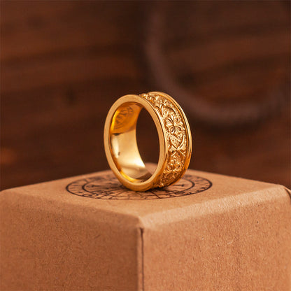 “Commandments” Exquisite Relief Cross Flower Ring