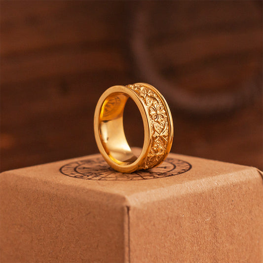 “Commandments” Exquisite Relief Cross Flower Ring
