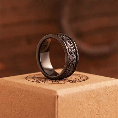 “Commandments” Exquisite Relief Cross Flower Ring