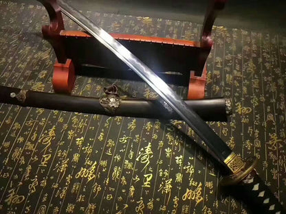 Nihontou Tachi(Damascus steel,Ebony scabbard,Brass tosogu)Full tang