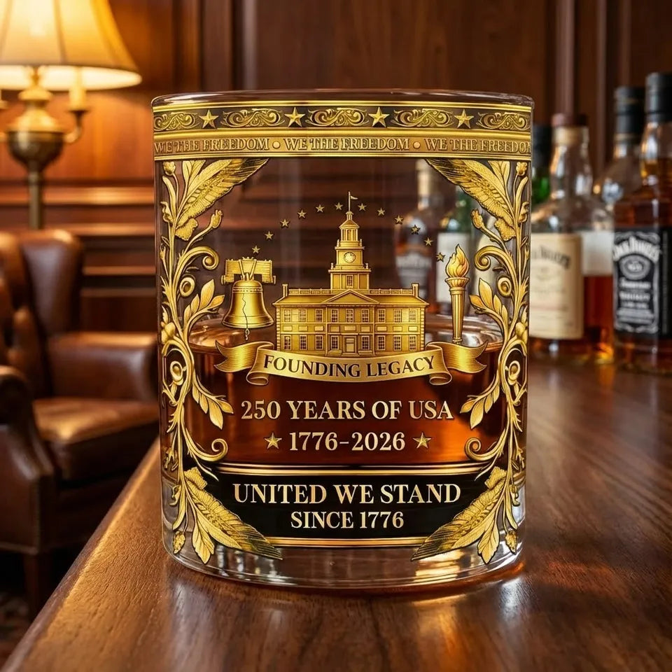 USA 250th Anniversary 1776-2026 Founding Legacy Whiskey Glass