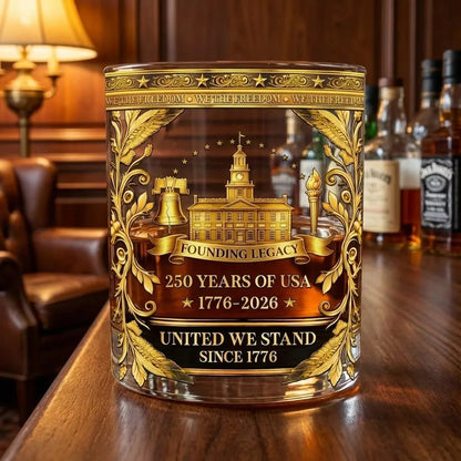 USA 250th Anniversary 1776-2026 Founding Legacy Whiskey Glass