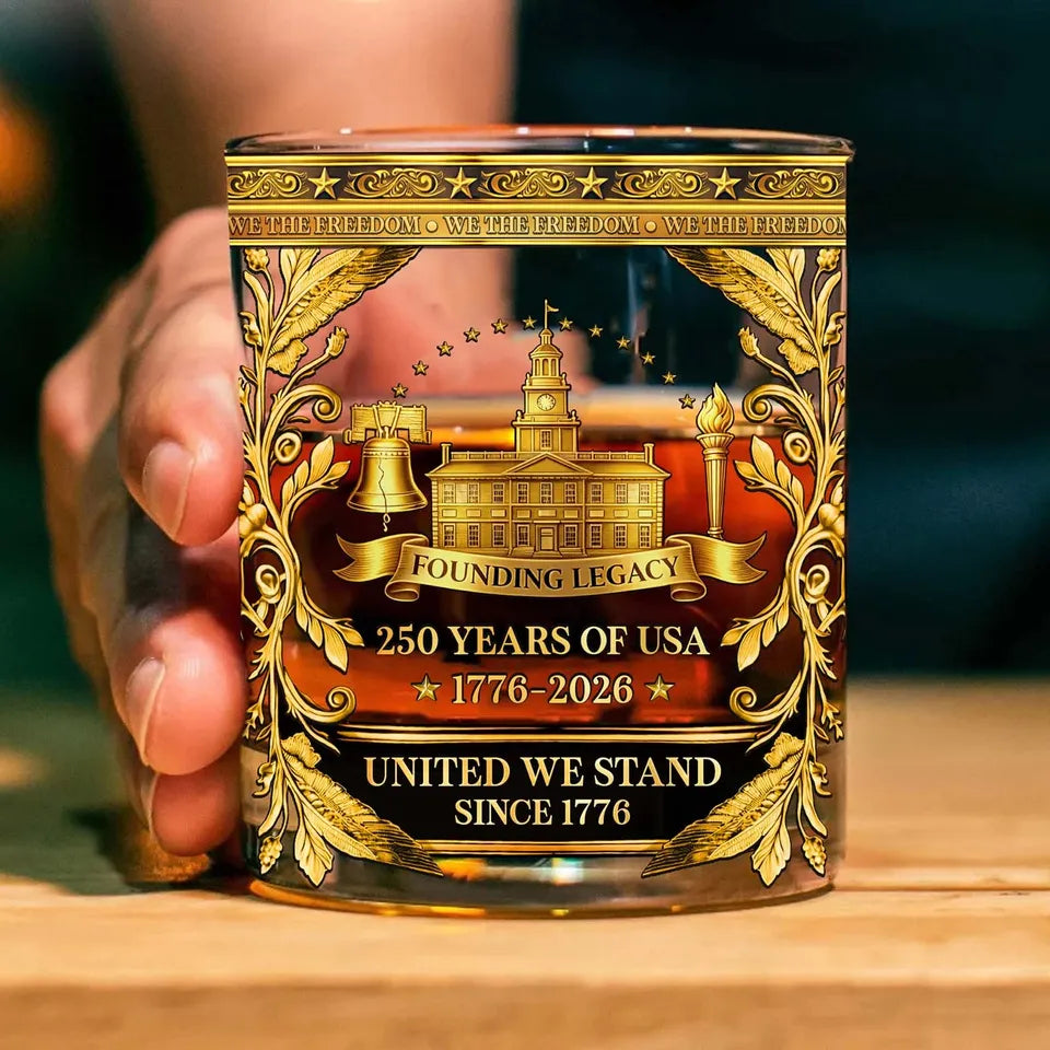 USA 250th Anniversary 1776-2026 Founding Legacy Whiskey Glass