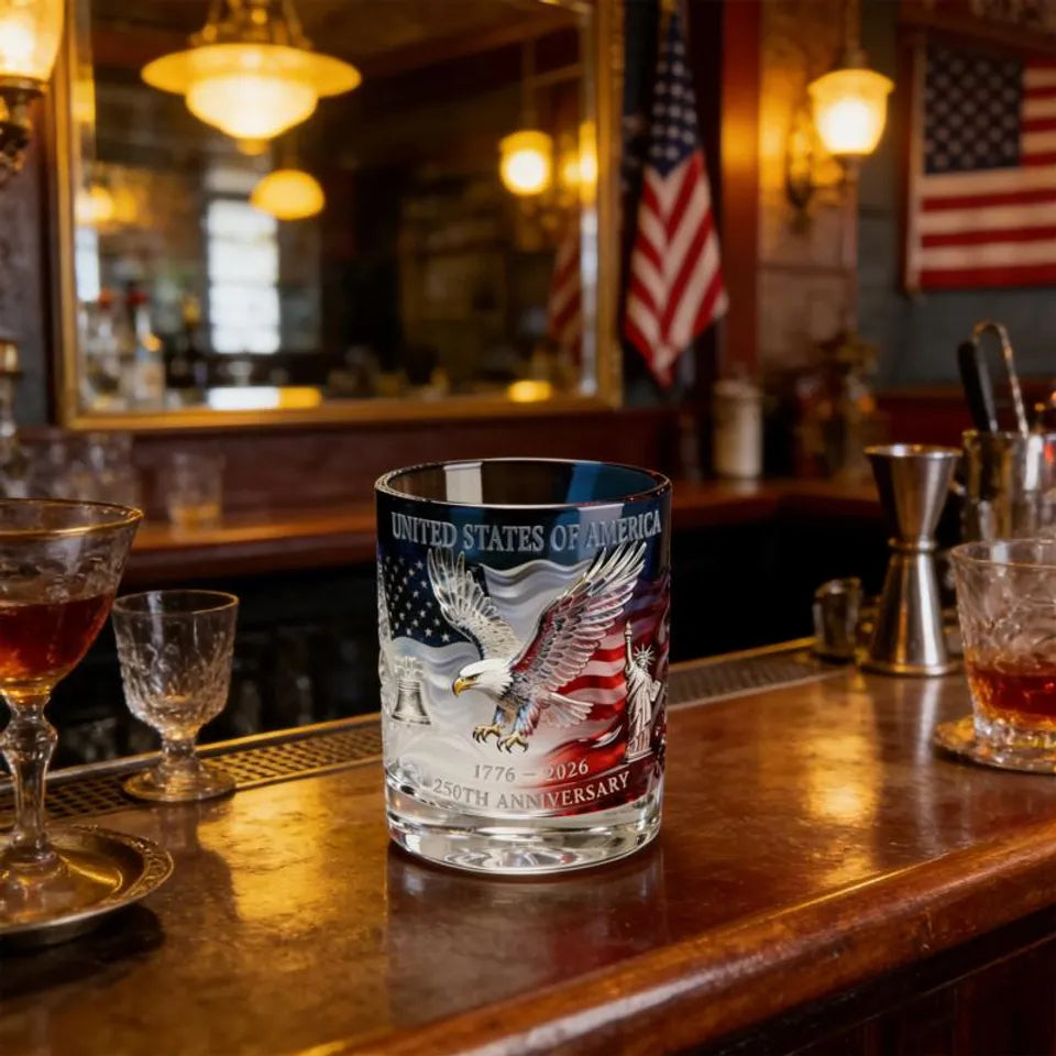 USA 250th Anniversary Rock Glass