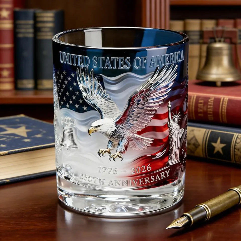 USA 250th Anniversary Rock Glass