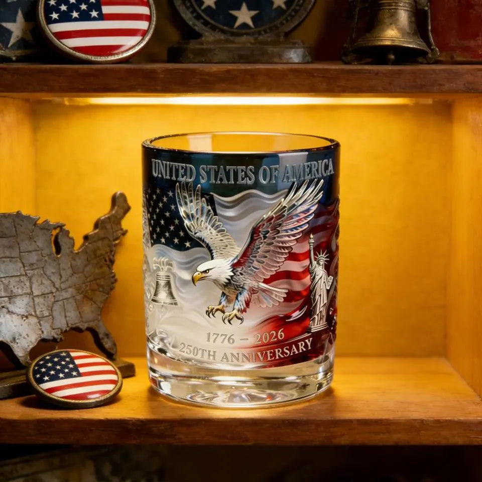 USA 250th Anniversary Rock Glass