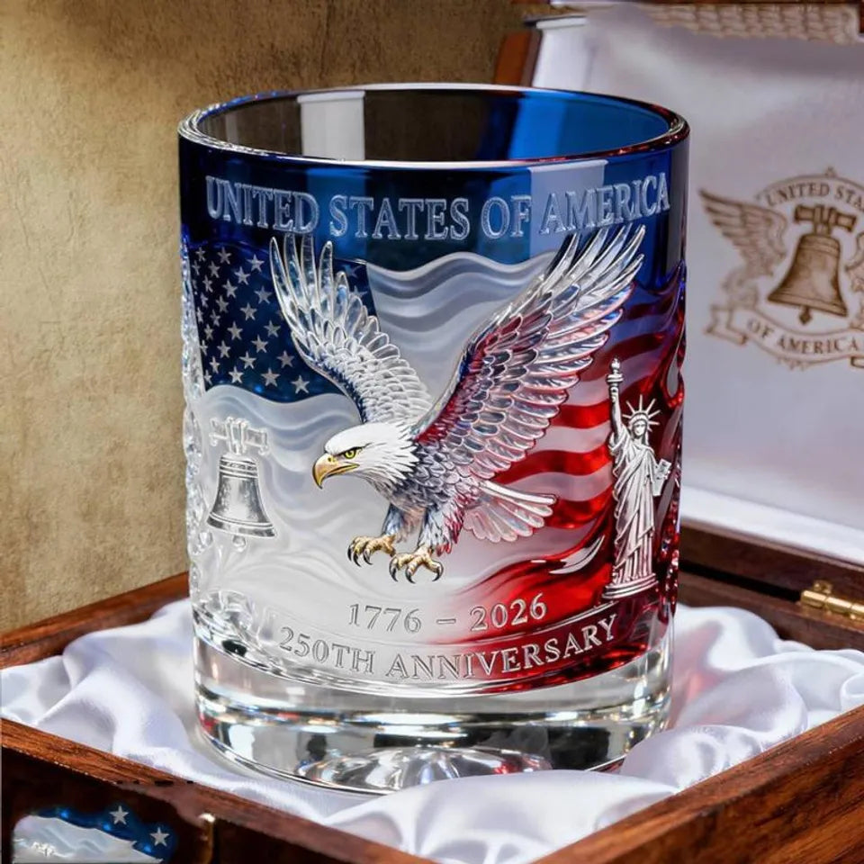 USA 250th Anniversary Rock Glass