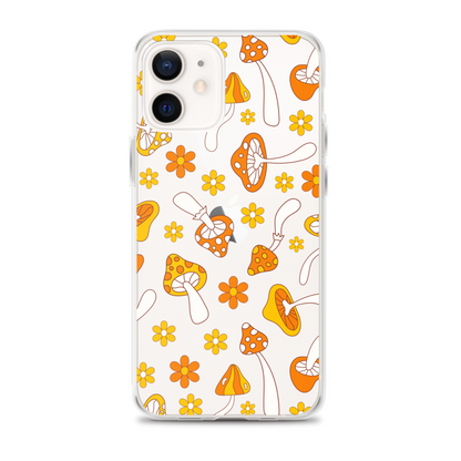 Retro Mushrooms Clear iPhone Case