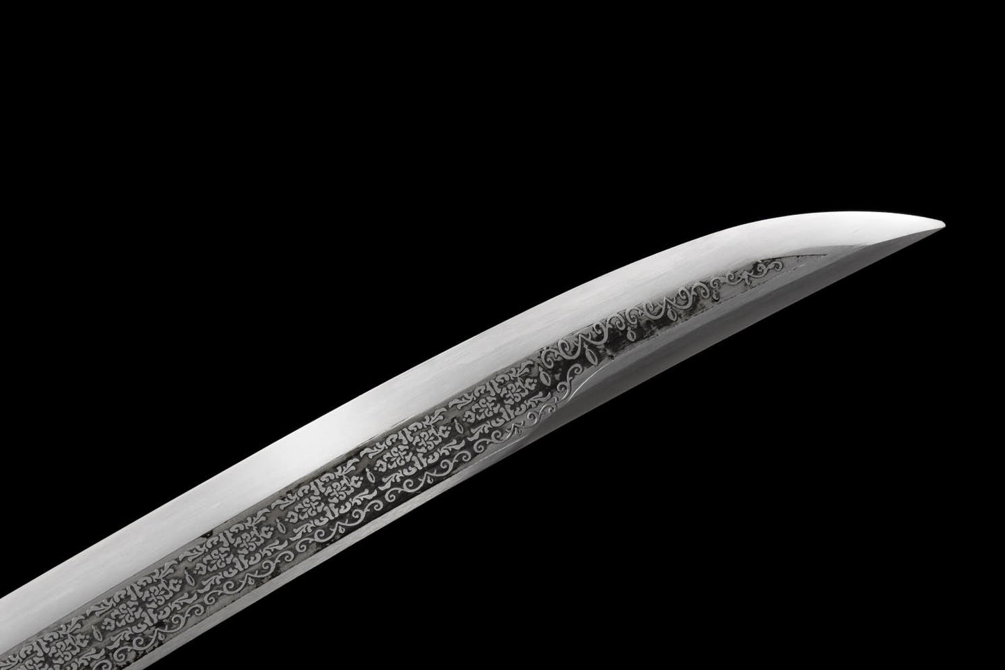 Qing dao Swords Real,Hand Forged High Carbon Steel Etched Blade,Alloy Fittings