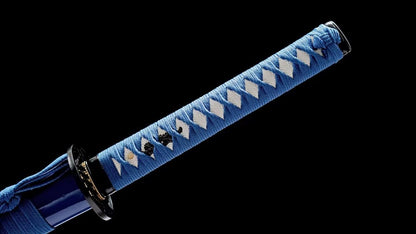 Katana Swords Real Blue Scabbard Forged Medium Carbon Steel Full Tang Kendo