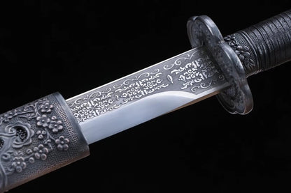 Qing dao,Forged High Carbon Steel Blade,Leather scabbard