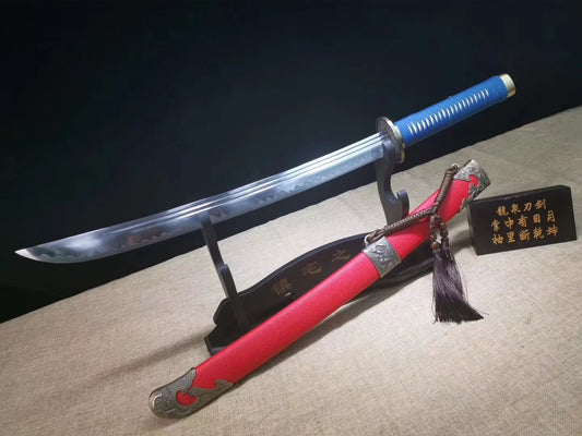 Qing dao sword,High carbon steel blade,Red scabbard,Alloy fittings