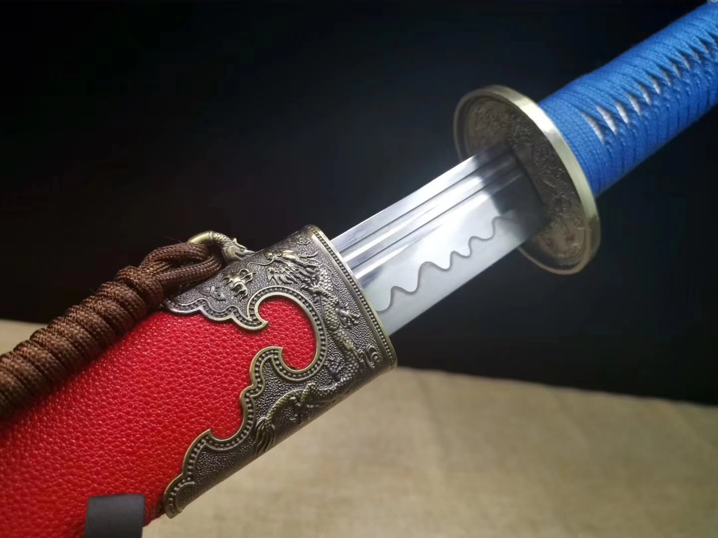 Qing dao sword,High carbon steel blade,Red scabbard,Alloy fittings