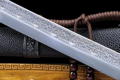 Qing dao,Forged High Carbon Steel Blade,Leather scabbard