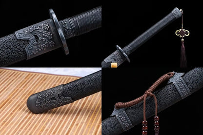 Qing dao,Forged High Carbon Steel Blade,Leather scabbard