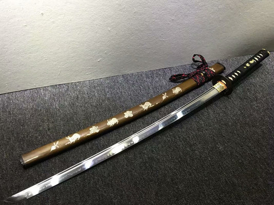 Samurai sword,Handmade,High carbon steel burn blade,Brass,Full tang,C