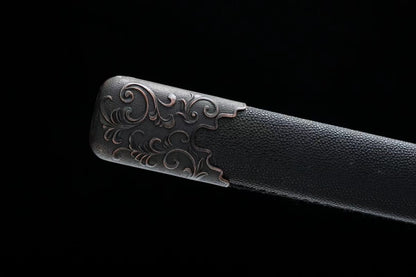 Han jian Sword Real High Carbon Steel Blades,Black Scabbard