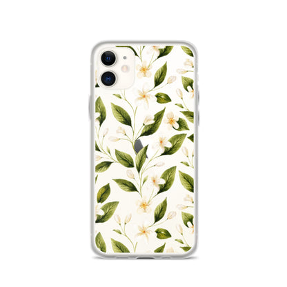 White Floral Clear iPhone Case