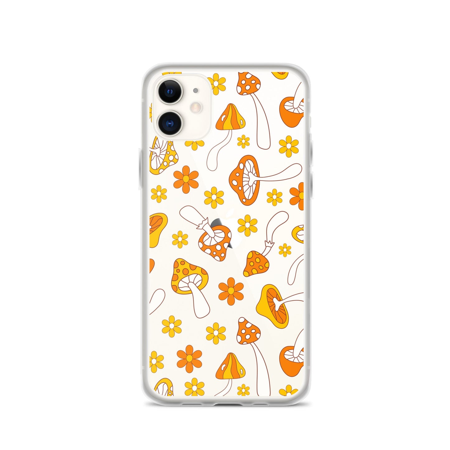 Retro Mushrooms Clear iPhone Case
