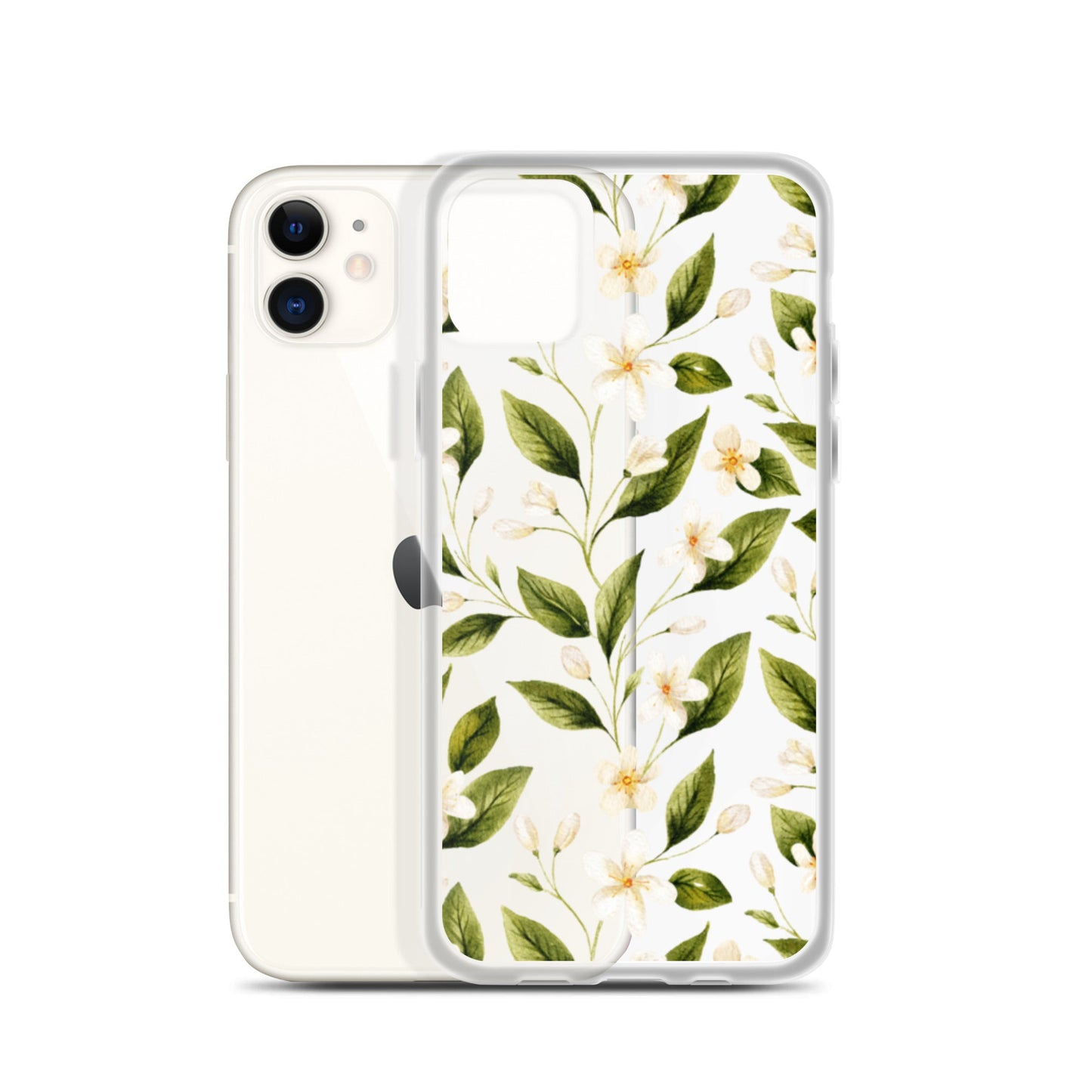 White Floral Clear iPhone Case