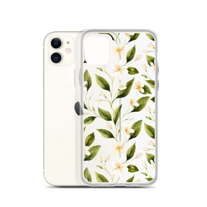 White Floral Clear iPhone Case