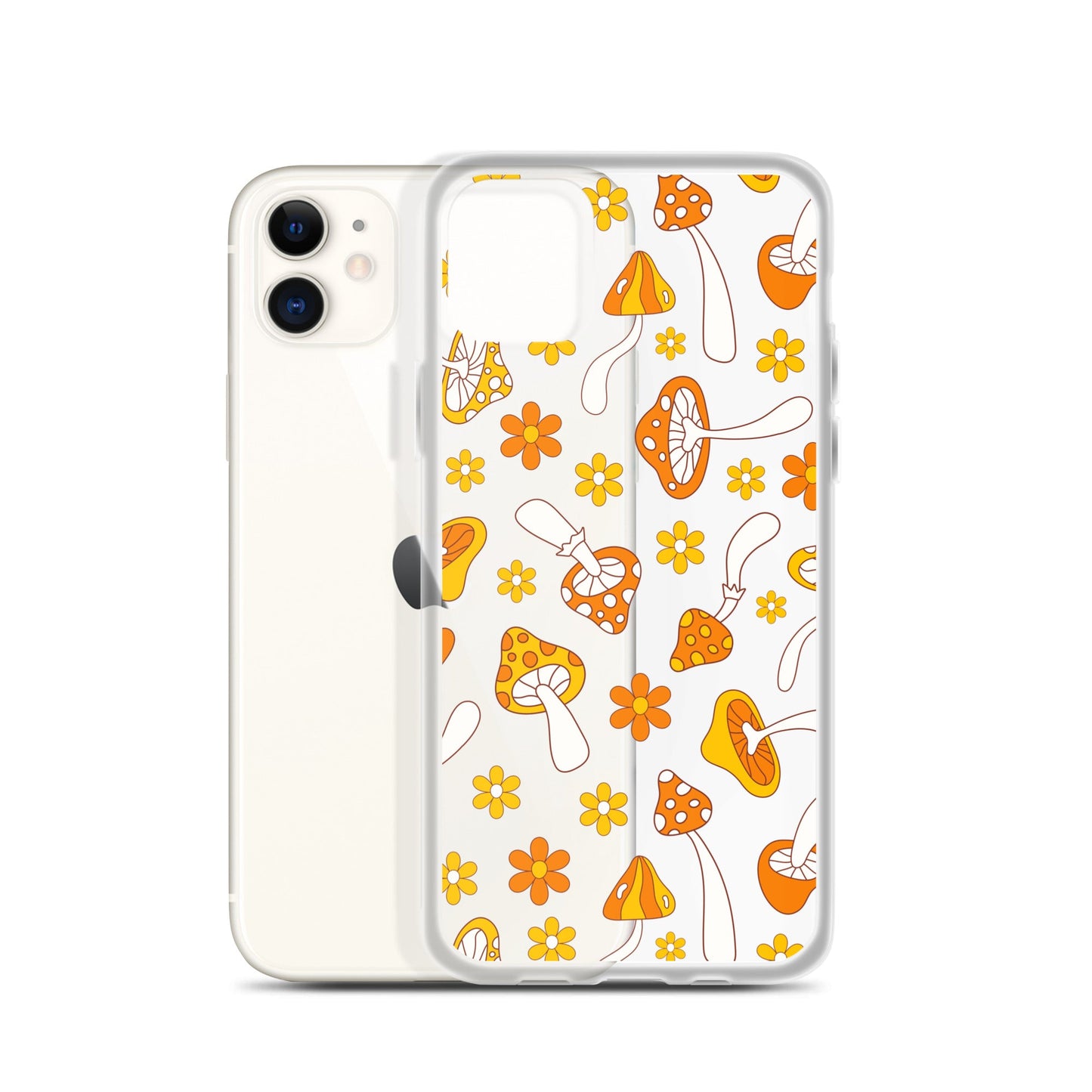 Retro Mushrooms Clear iPhone Case