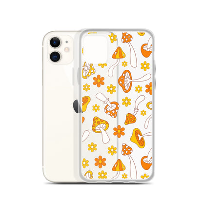 Retro Mushrooms Clear iPhone Case