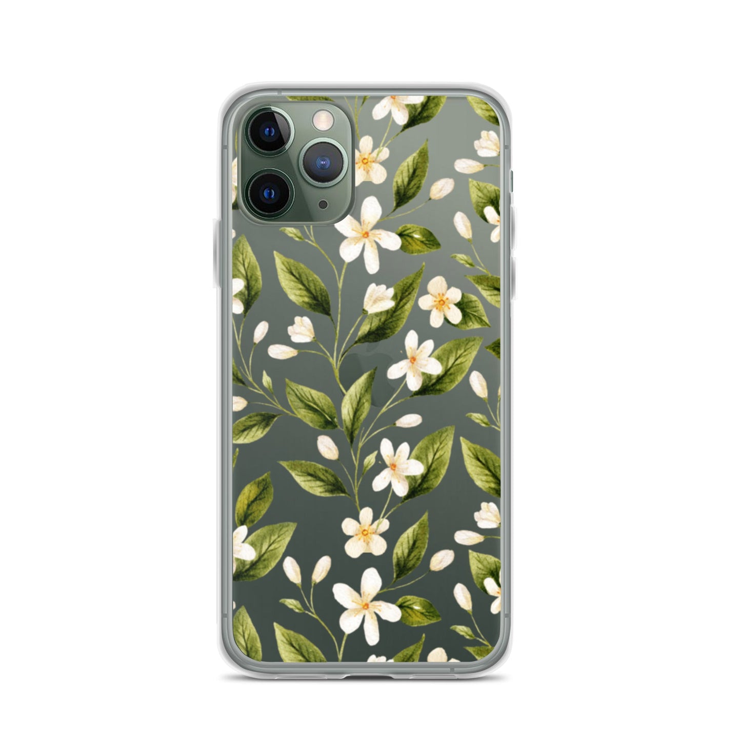 White Floral Clear iPhone Case