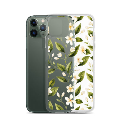 White Floral Clear iPhone Case
