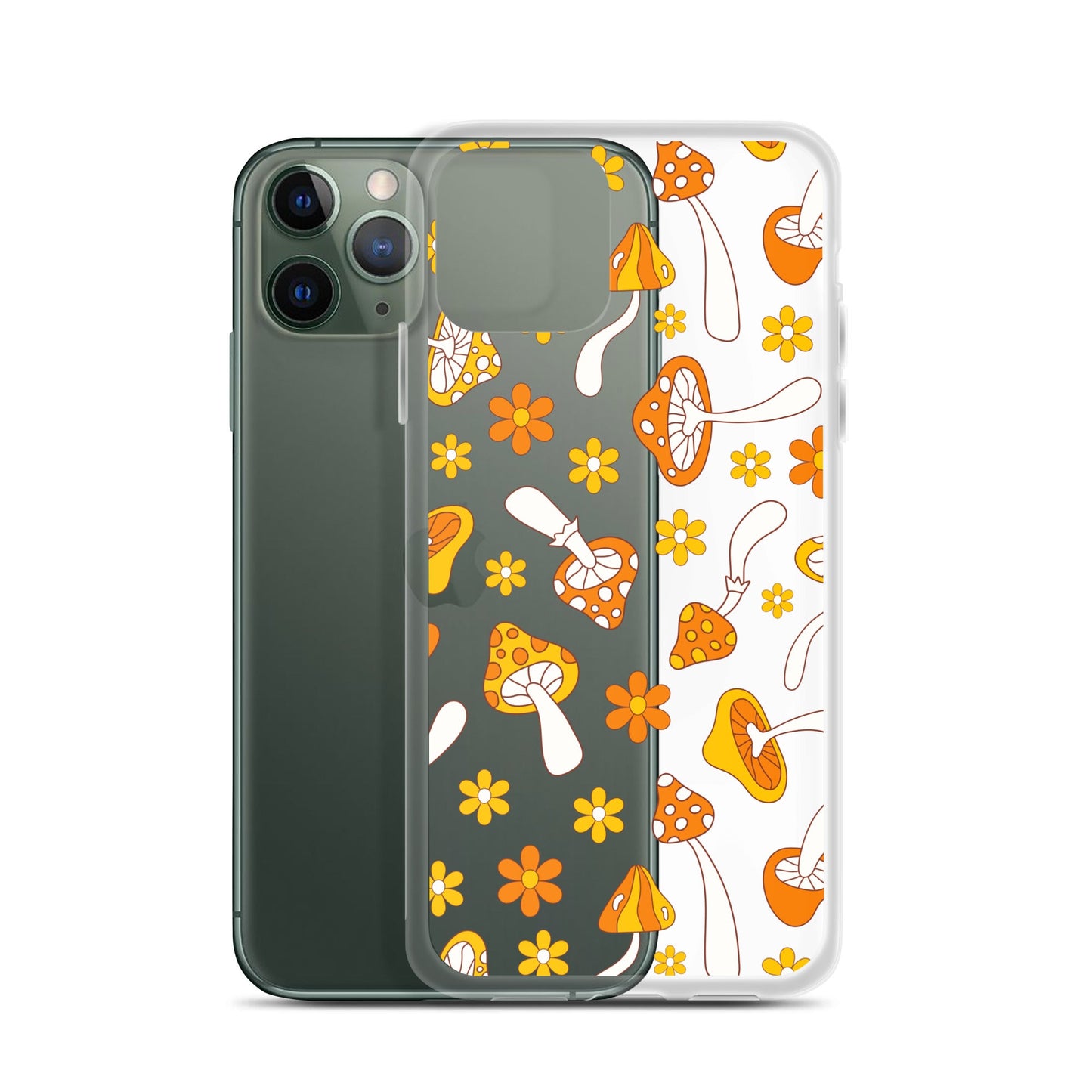 Retro Mushrooms Clear iPhone Case